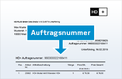 Auf deiner Rechnung, die du per E-Mail nach Kauf im HD+ Webshop erhalten hast.